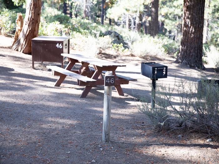 Campsite #46 tree shaded area, picnic tableCampsite #46