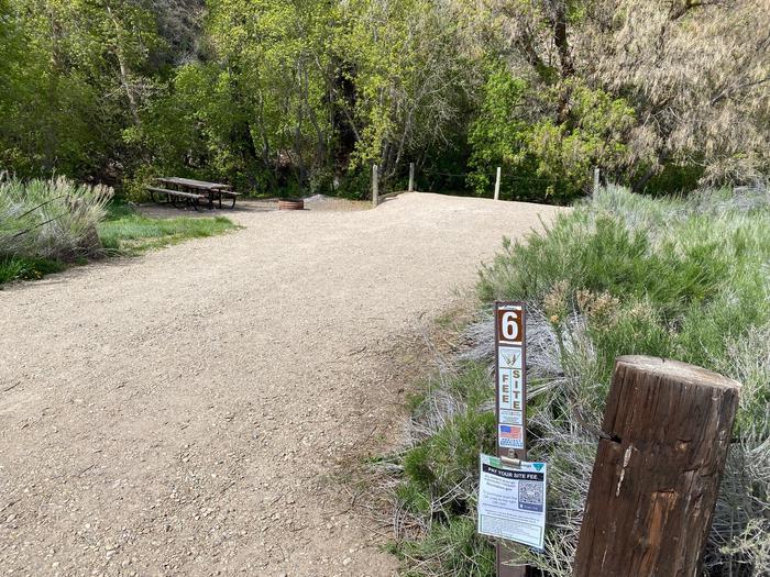 Campsite 6Site 6 features a fire ring and table, is adjacent to the spring-fed stream, and is suitable for medium length trailers.