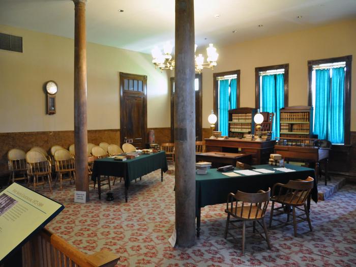 CourtroomJudge Parker's courtroom is restored and accessible to visitors on the second floor of the visitor center.