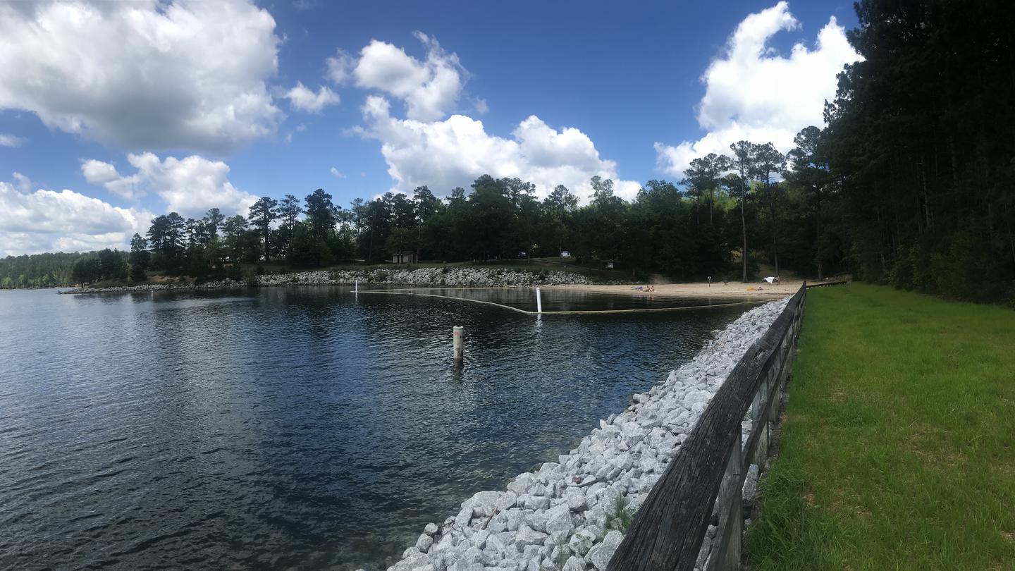 This is a view of the Hannah Point designated swim area from the Elijah Cove picnic area Clarks Hill Park Hannah Point 