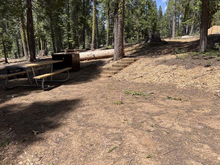 A photo of Site 533 of Loop 5 at Crane Flat Campground with Picnic Table, Fire Pit, Food Storage