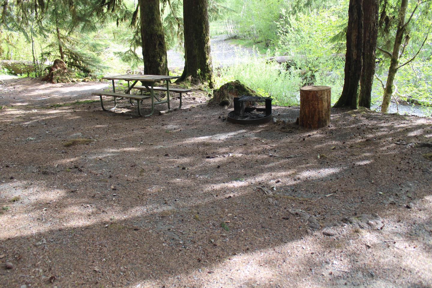 Picnic table and fire pit