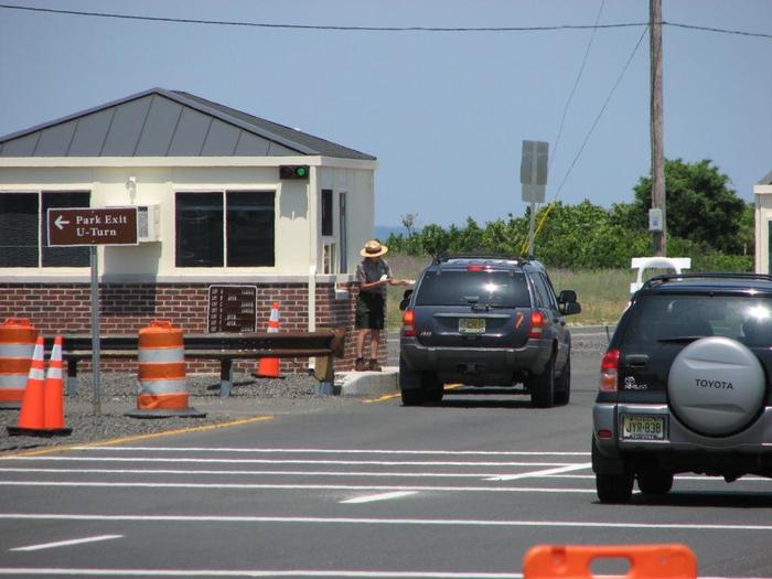 A standard private vehicle at the Sandy Hook Beach entrance station