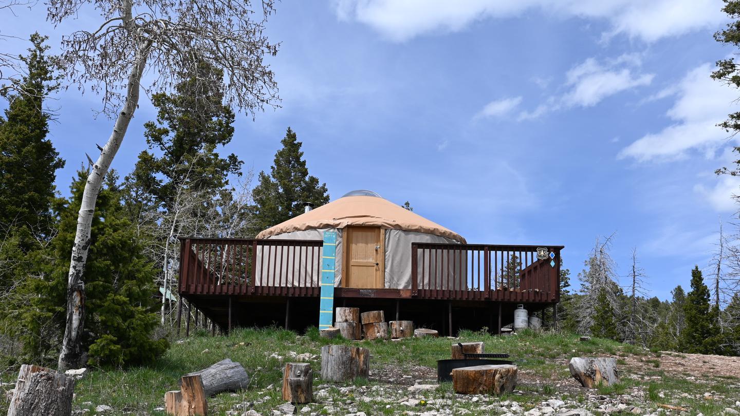 Limber Yurt Summer ViewLimber Yurt and firepit