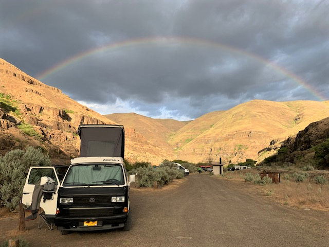 Rainbow over campsite at Twin Springs Campground