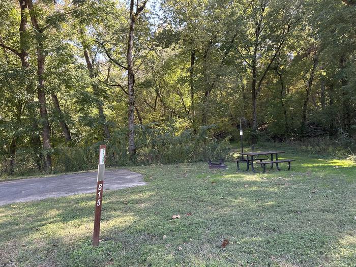 A photo of Site 815 of Loop Loop 800 at ALLEY SPRING with Picnic Table, Fire Pit, Shade, Lantern Pole