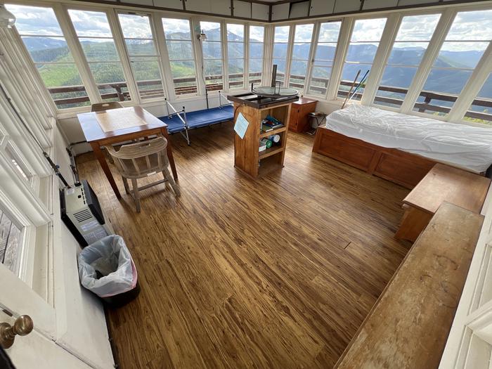 A photo of inside the Up Up Lookout Tower. 