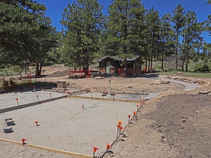 New walkways and parking areas are being constructed in Moraine Park Campground