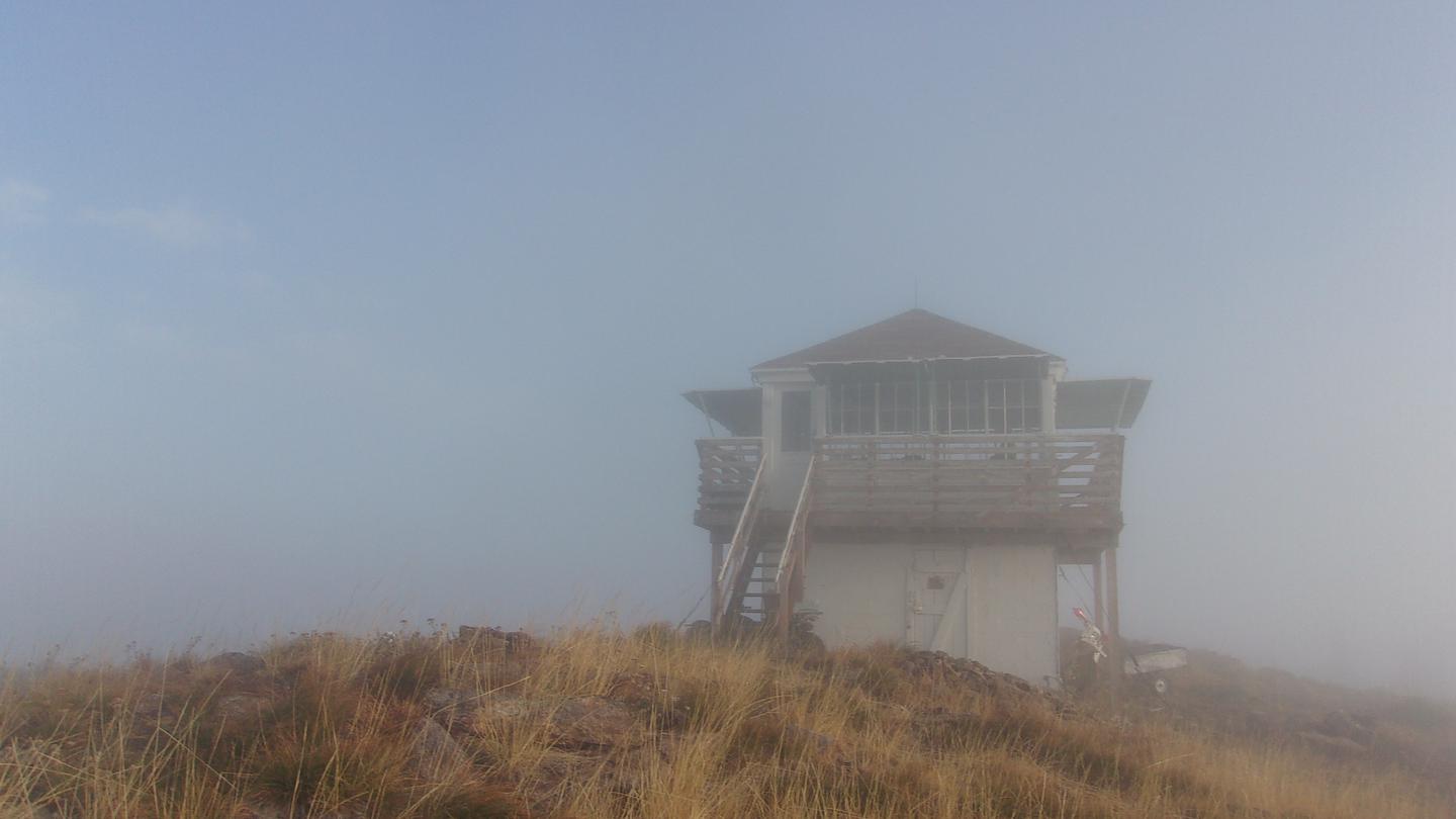 Scurvy Mountain Lookout sitting in morning fog Scurvy Mountain Lookout 