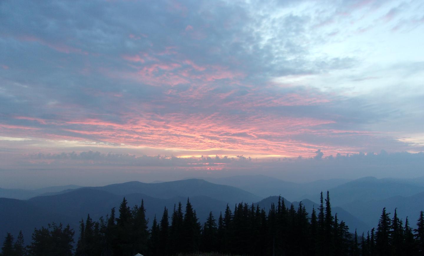 Fall sunset at Scurvy Mountain Lookout