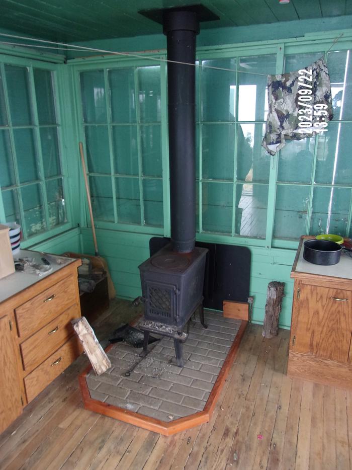 The Scurvy Mountain Lookout wood stove