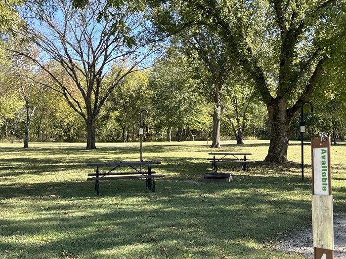 A photo of Site 402 of Loop Loop 400 at ALLEY SPRING with Picnic Table, Fire Pit, Lantern Pole