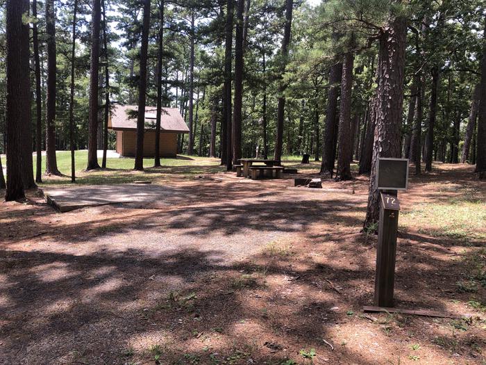 A photo of Site 072 of Loop NORTH SHORE at CEDAR LAKE (OKLAHOMA) with Picnic Table, Shade, Tent Pad, Lantern Pole