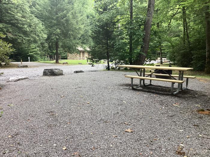 A photo of Site 004 of Loop River at BLACK MOUNTAIN CAMPGROUND with Picnic Table, Fire Pit, Shade, Waterfront, Lantern Pole