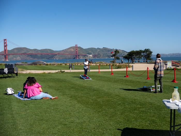 Enjoy a casual Picnic on the East Meadow Lawn with sweeping views of the Golden Gate Bridge