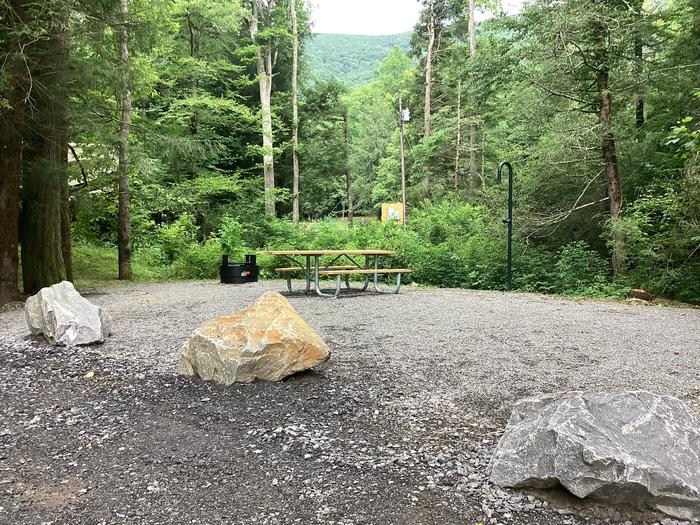 A photo of Site 012 of Loop River at BLACK MOUNTAIN CAMPGROUND with Picnic Table, Fire Pit, Shade, Lantern Pole