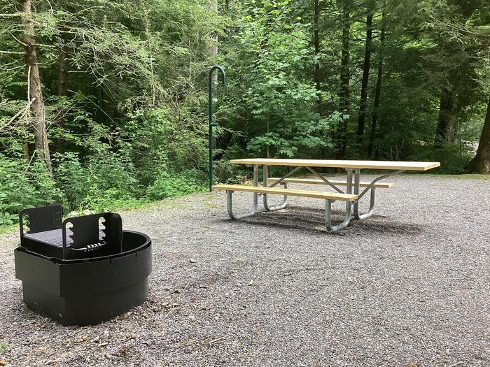 A photo of Site 012 of Loop River at BLACK MOUNTAIN CAMPGROUND with Picnic Table, Fire Pit, Shade, Lantern Pole