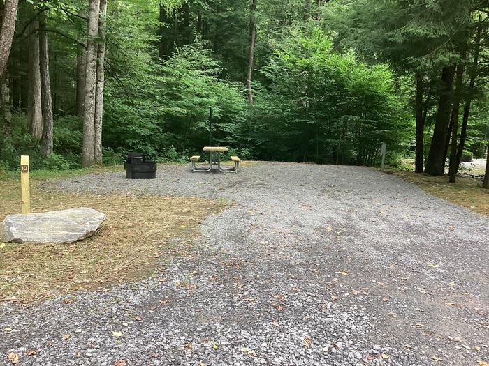 A photo of Site 010 of Loop River at BLACK MOUNTAIN CAMPGROUND with Picnic Table, Electricity Hookup, Fire Pit, Shade, Lantern Pole