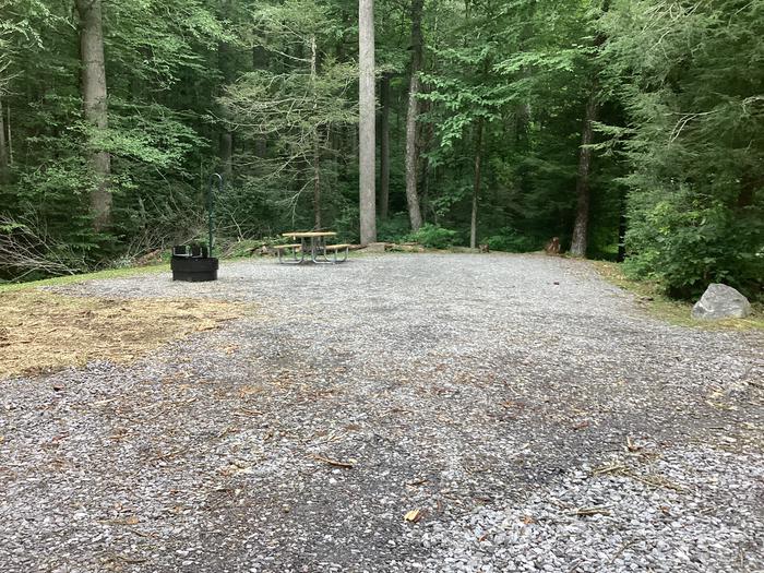 A photo of Site 008 of Loop River at BLACK MOUNTAIN CAMPGROUND with Picnic Table, Fire Pit, Shade, Lantern Pole