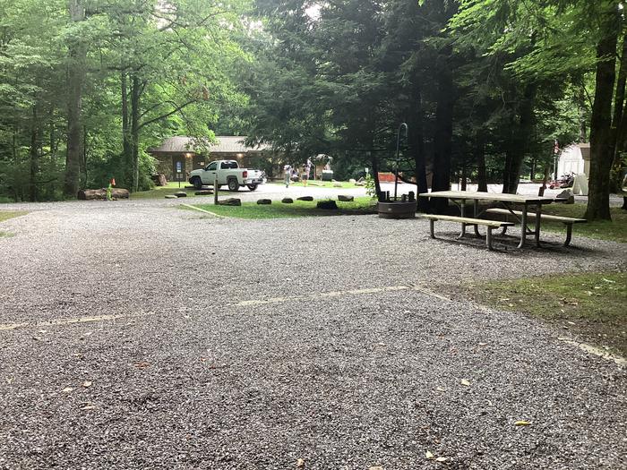 A photo of Site 017 of Loop River at BLACK MOUNTAIN CAMPGROUND with Picnic Table, Fire Pit, Shade, Lantern Pole