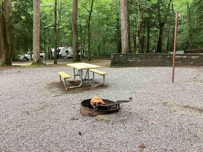 A photo of Site 032 of Loop Upper at BLACK MOUNTAIN CAMPGROUND with Picnic Table, Fire Pit, Shade, Lantern Pole