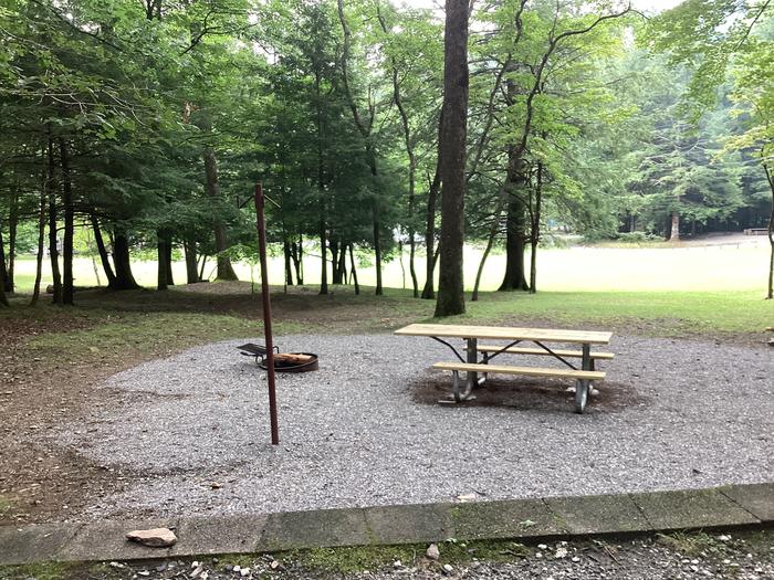 A photo of Site 032 of Loop Upper at BLACK MOUNTAIN CAMPGROUND with Picnic Table, Fire Pit, Shade, Lantern Pole