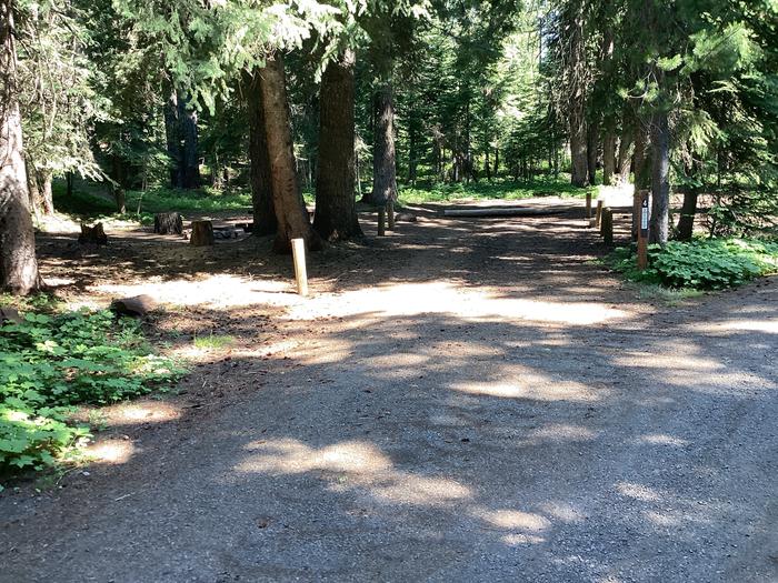 A photo of Site 4 of Loop Woodland at Woodland Campground with Picnic Table, Fire Pit, Shade, Tent Pad