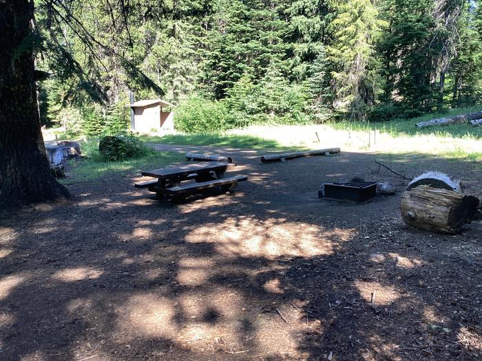 A photo of Site 3 of Loop Woodland at Woodland Campground with Picnic Table, Fire Pit, Shade, Tent Pad