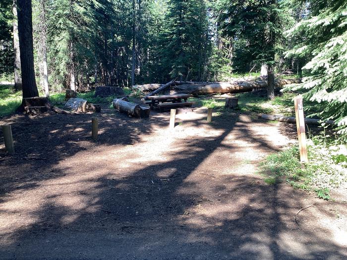 A photo of Site 5 of Loop Woodland at Woodland Campground with Picnic Table, Fire Pit, Shade, Tent Pad