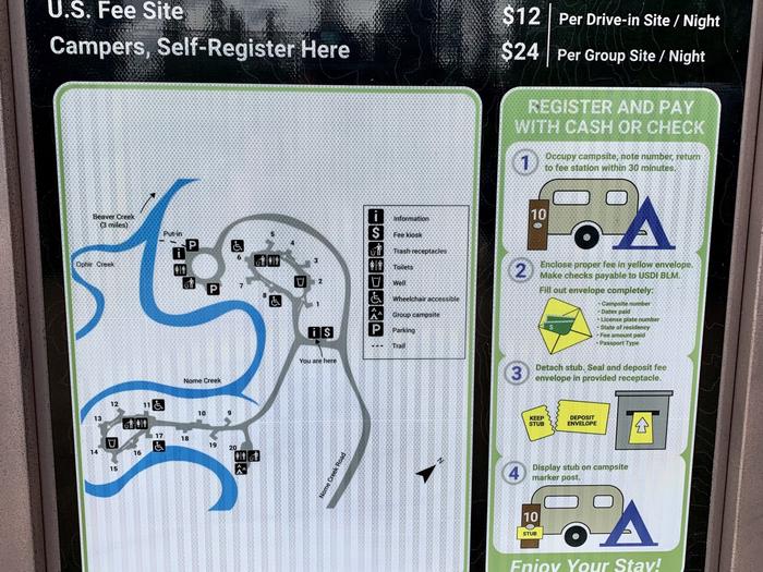 Fee SignOphir Creek Campground Fee Sign