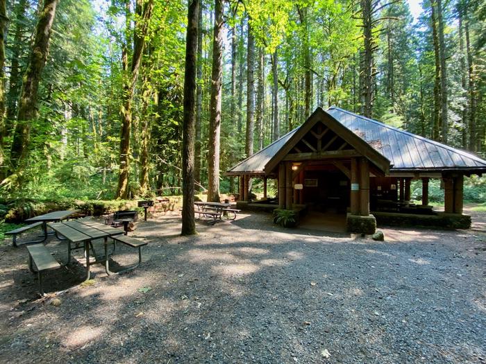 Salmon River Shelter Side ViewSalmon River Shelter Side View with Picnic Area and Grills