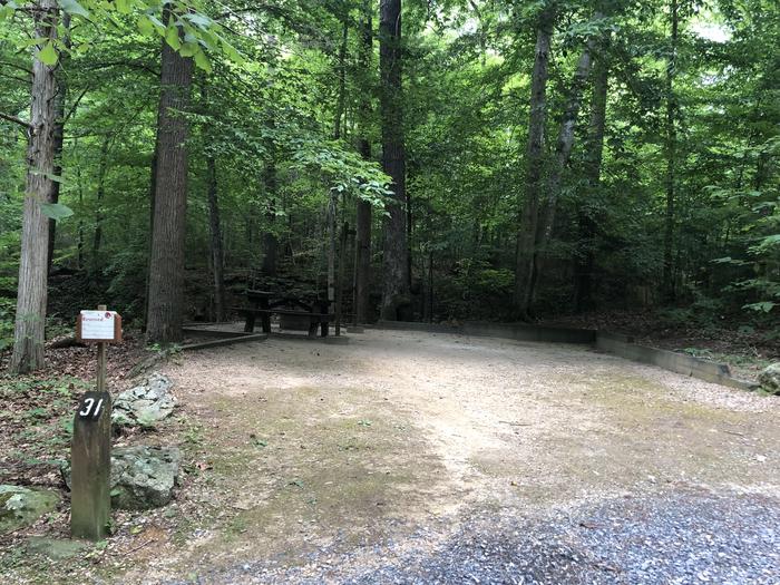 A photo of Site 031 of Loop B at CAVE MOUNTAIN LAKE FAMILY CAMP with Shade, Tent Pad