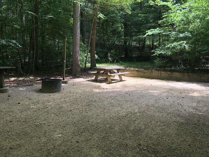 A photo of Site 025 of Loop CAVE MOUNTAIN LAKE FAMILY CAMP at CAVE MOUNTAIN LAKE FAMILY CAMP with Picnic Table, Fire Pit, Shade, Tent Pad, Lantern Pole