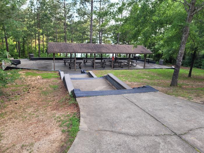 Elijah Cove Group Shelter may be reserved for group gatherings - overview imageClarks Hill Park Elijah Cove Group Shelter