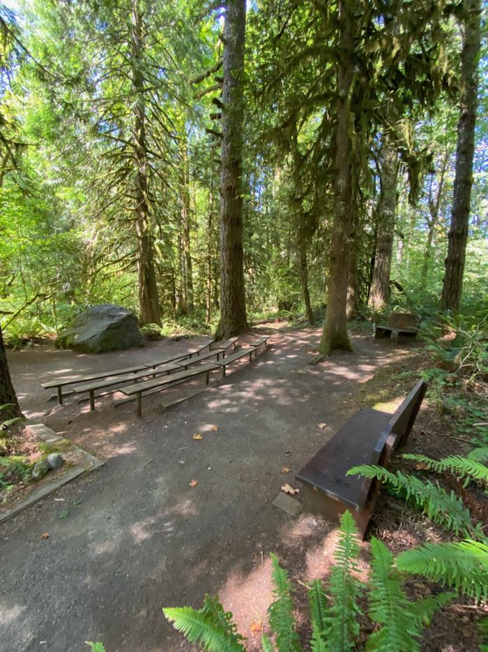 Amphitheatre of the Salmon River ShelterAmphitheatre is included with the Salmon River Shelter rental, however it is not attached it is about 100 ft. away.  