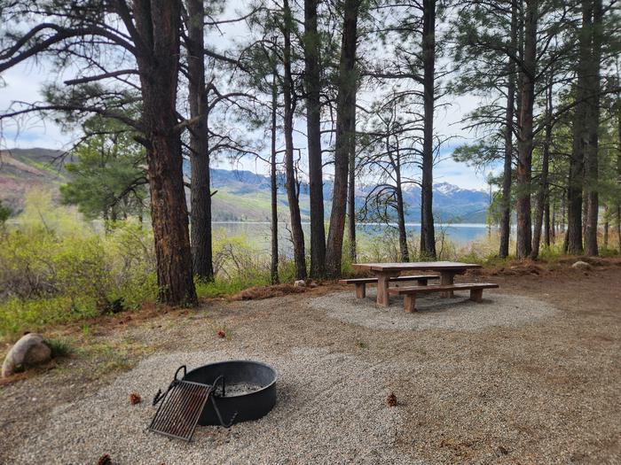 Site 10 Picnic table and firepit with lake views