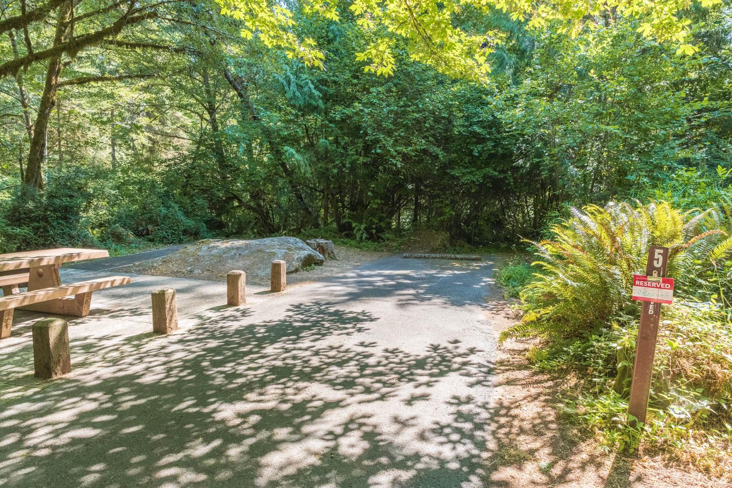 Tent or RV/trailer campsite: length of parking pad = 42 feetPicture of tent or RV/trailer campsite: length of parking pad = 42 feet.