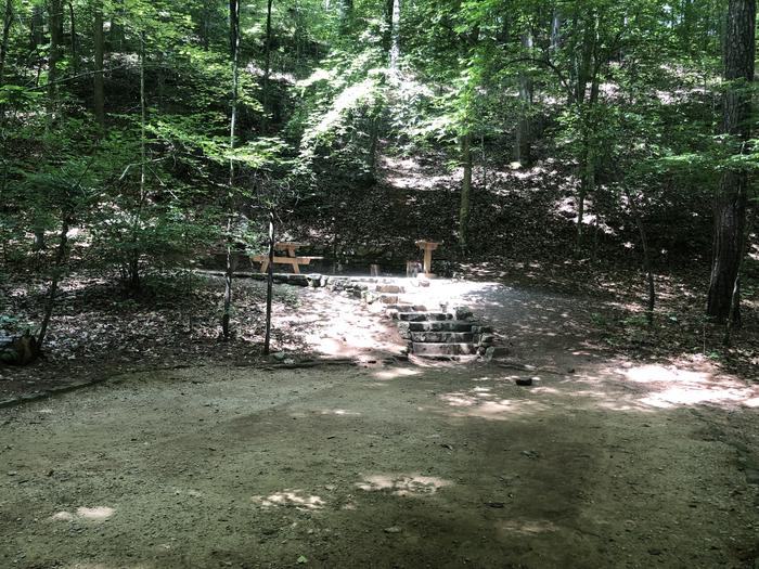 A photo of Site 014 of Loop CAVE MOUNTAIN LAKE FAMILY CAMP at CAVE MOUNTAIN LAKE FAMILY CAMP with Picnic Table, Fire Pit, Shade, Tent Pad, Lantern Pole