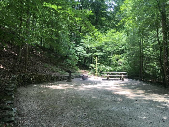 A photo of Site 009 of Loop CAVE MOUNTAIN LAKE FAMILY CAMP at CAVE MOUNTAIN LAKE FAMILY CAMP with Picnic Table, Fire Pit, Lantern Pole