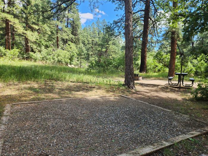 E10 tent pad looking towards picnic table