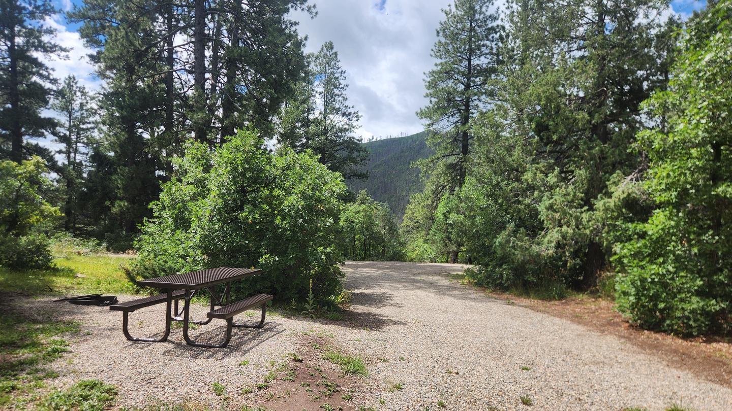 Typical back-in spur with picnic table and fire ring at Lower Hermosa