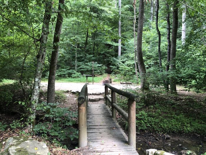 A photo of bridge to Site 003 of Loop CAVE MOUNTAIN LAKE FAMILY CAMP at CAVE MOUNTAIN LAKE FAMILY CAMP