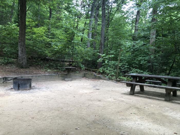 A photo of Site 033 of Loop B at CAVE MOUNTAIN LAKE FAMILY CAMP with Picnic Table, Fire Pit, Lantern Pole