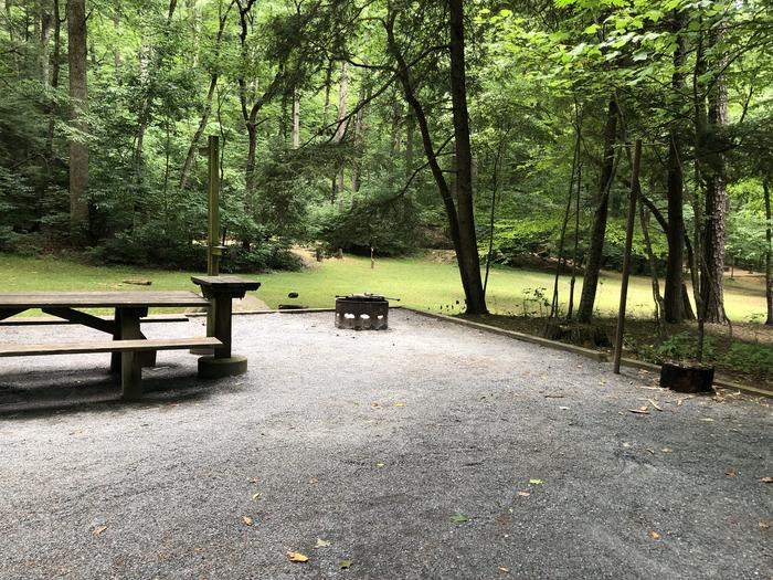 A photo of Site 040 of Loop B at CAVE MOUNTAIN LAKE FAMILY CAMP with Picnic Table, Fire Pit, Lantern Pole