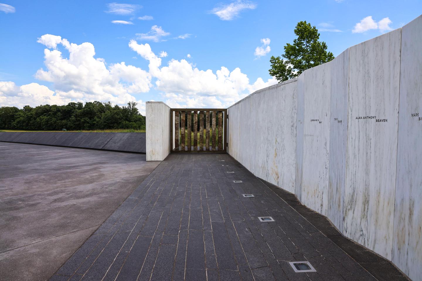 Wall of Names at the Memorial Plaza at the crash site