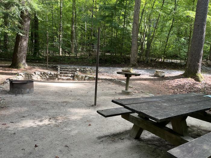 A photo of Site 032 of Loop B at CAVE MOUNTAIN LAKE FAMILY CAMP with Picnic Table, Fire Pit, Tent Pad, Lantern Pole