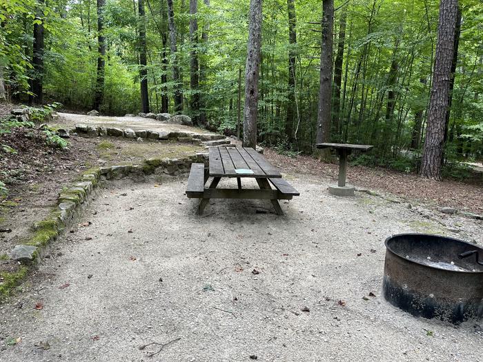 A photo of Site 034 of Loop B at CAVE MOUNTAIN LAKE FAMILY CAMP with Picnic Table, Fire Pit, Lantern Pole