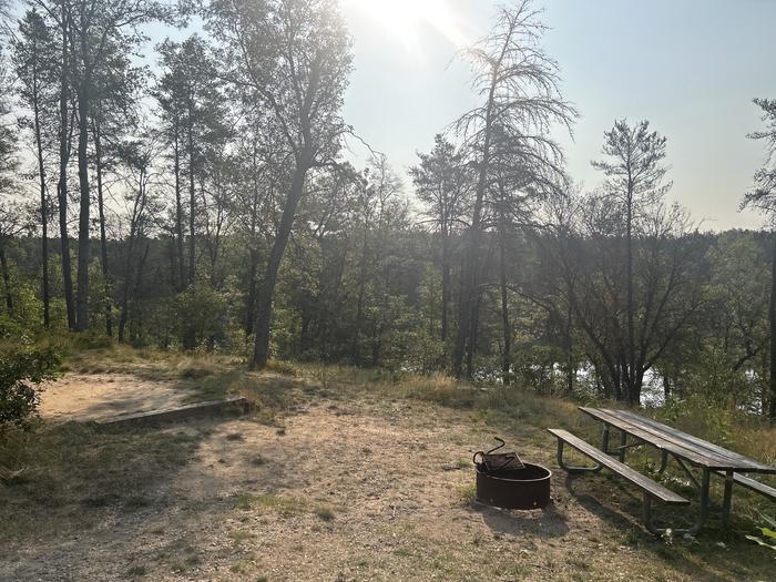 A photo of Site 9 of Loop Lower at Kneff Lake Campground with Picnic Table, Fire Pit, Waterfront