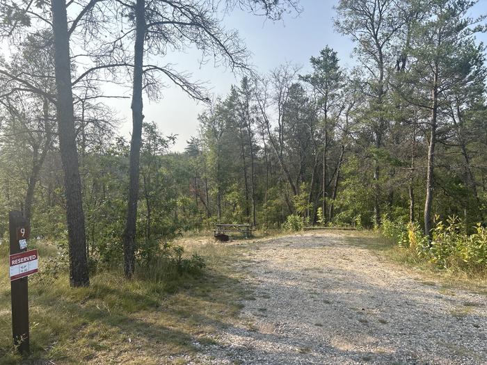 A photo of Site 9 of Loop Lower at Kneff Lake Campground with Picnic Table, Sewer Hookup, Fire Pit, Waterfront