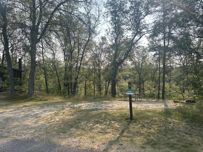 A photo of Site 12 of Loop Lower at Kneff Lake Campground with Picnic Table, Fire Pit, Lantern Pole